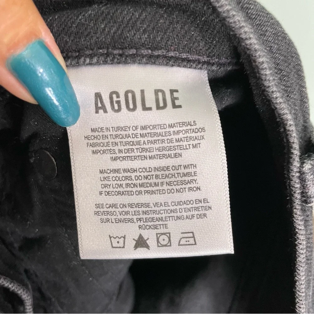 Agolde Riley High Rise Crop Jeans In Washed Black Womens Size 26